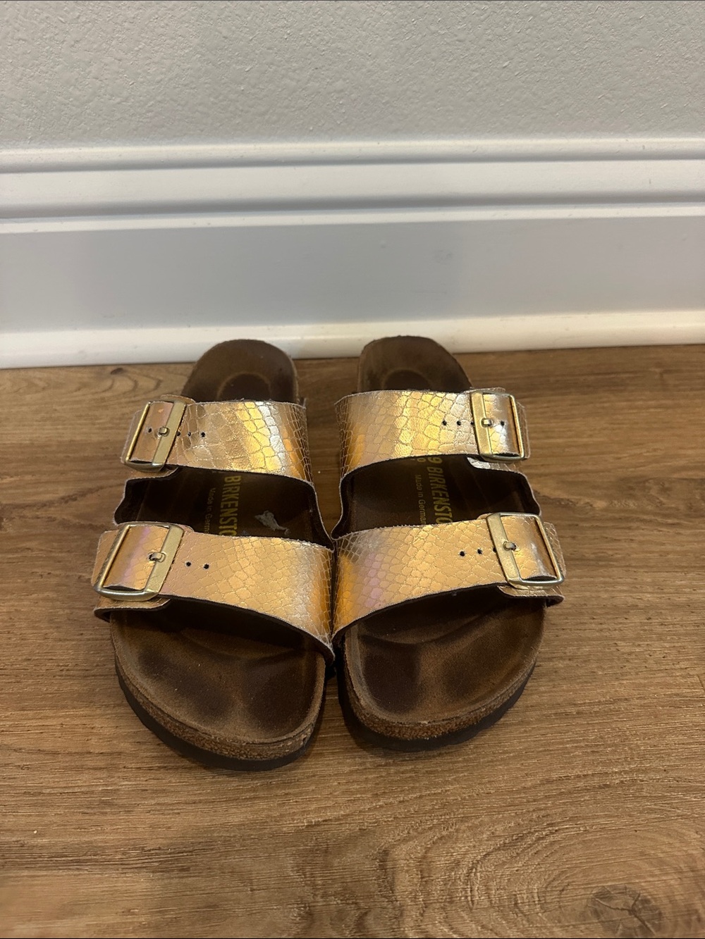 Birkenstock Metallic Gold Double-Buckle Sandals